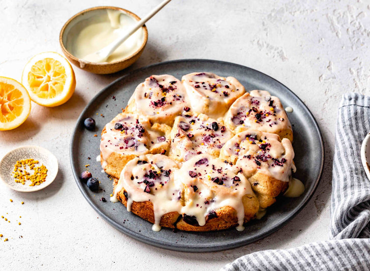 Lemon Blueberry Swirl Biscuits with Mascarpone Icing
