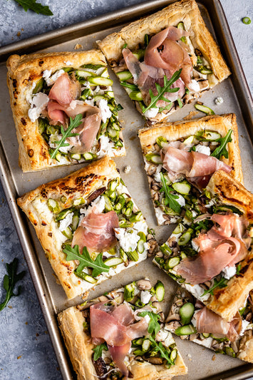 Goat Cheese & Mushroom Asparagus Tart